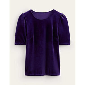 Boden Velvet T-shirt Sapphire Blue / purple Women  size 6 short sleeve preppy